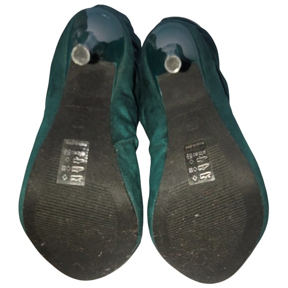 Michael Antonio Green Suede Slouchy Stiletto Boots 5.5  Ruched Y2K - Picture 7 of 9